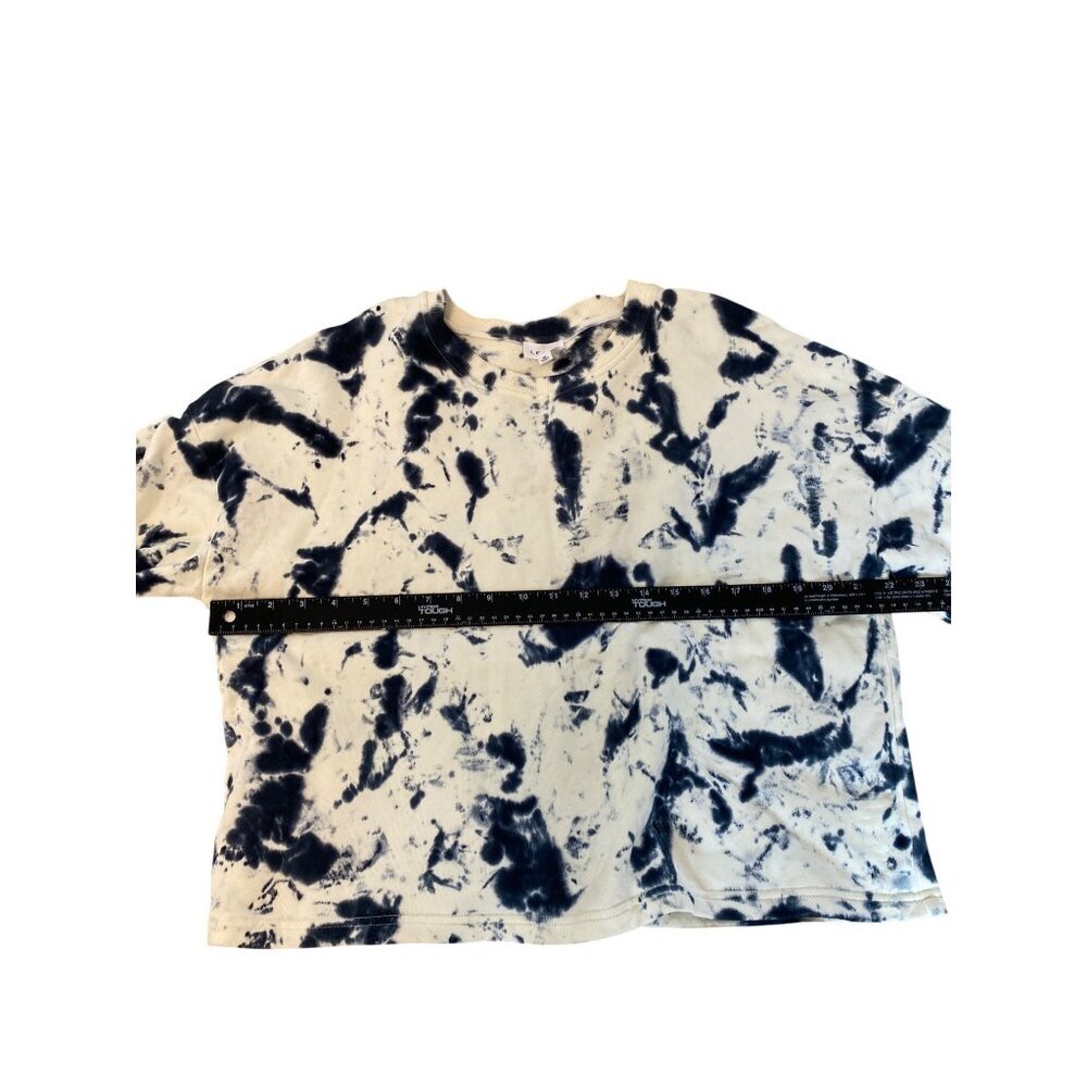 Le Lis Tie-Dye Crop Sweatshirt, Off-white and Navy Blue, Size Medium - Picture 7 of 8